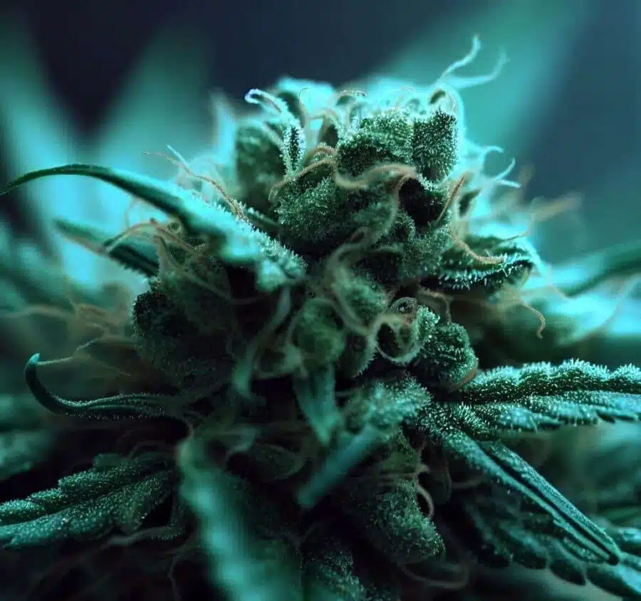 A Sour Diesel bud, almost ready for harvest