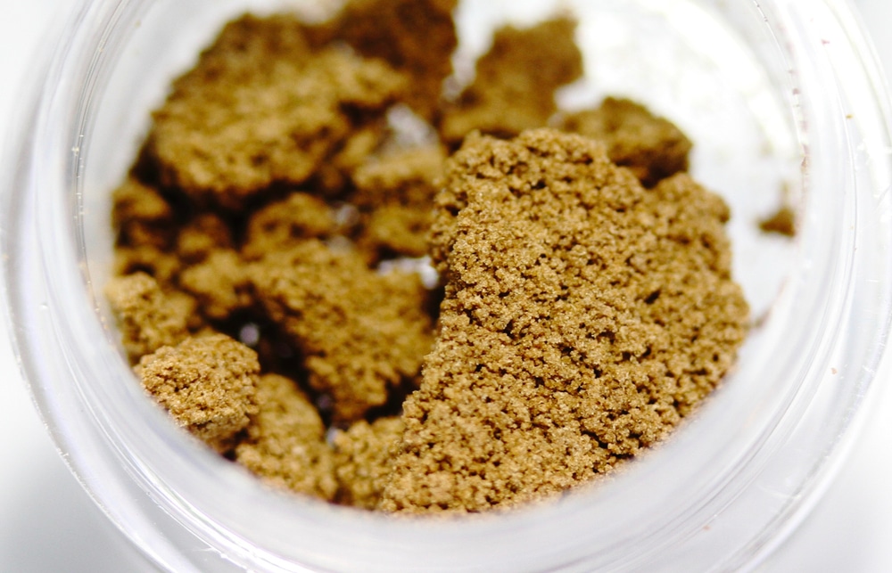 Kief made from cannabis sugar leaves in a Jar.