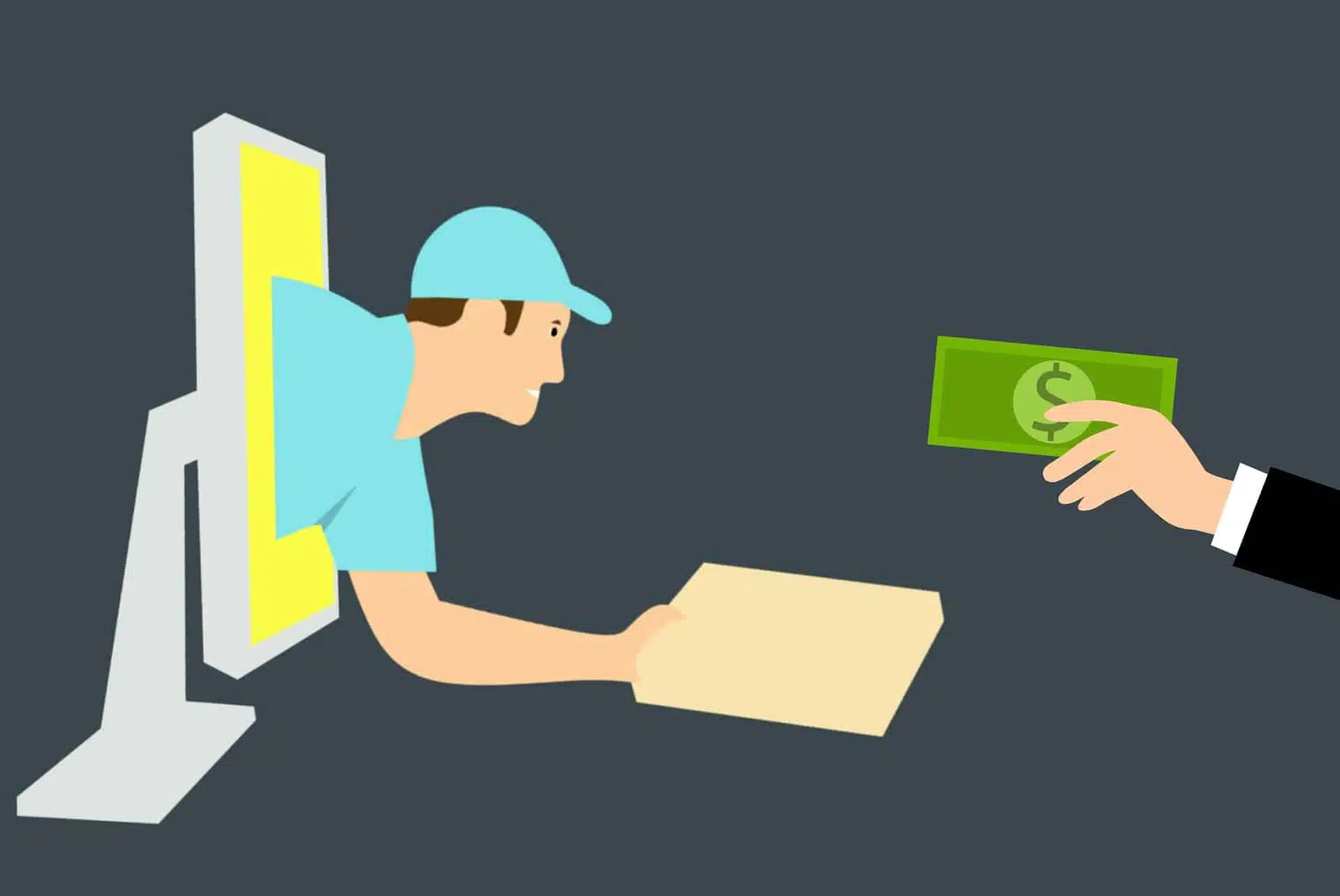 delivery person stands alongside a satisfied customer, ready to receive payment for the best place to buy marijuana seeds online