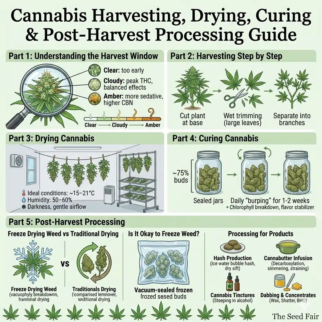 Cannabis Harvesting, Drying, Curing & Post-Harvest Processing Guide